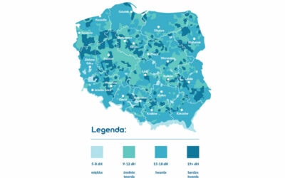 Twardość wody w poszczególnych województwach Polski