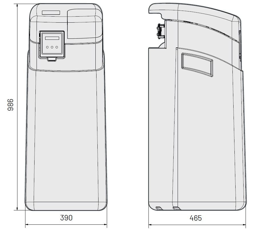 Wymiary zmiękczacza wody Ecoperla Slimline 24 Wymiary zmiękczacza wody Ecoperla Slimline 24